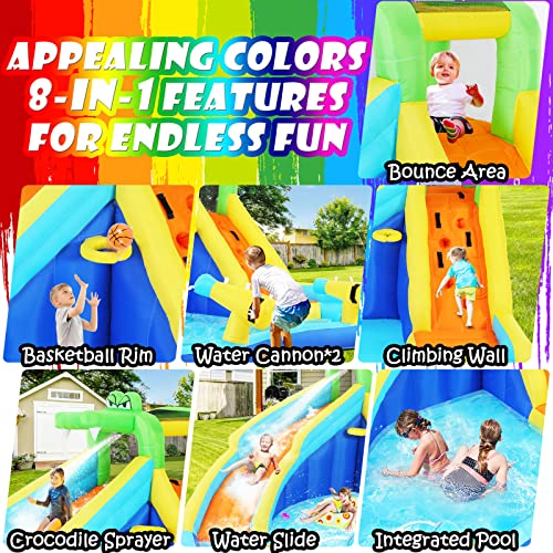 Whubefy Inflatable Water Slide Bounce House Multicolor