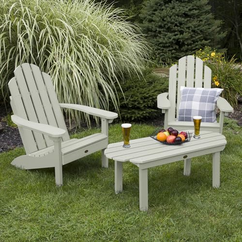 Highwood Classic Westport Adirondack 3-Piece Set, 2 Chairs & Coffee Table, Eucalyptus