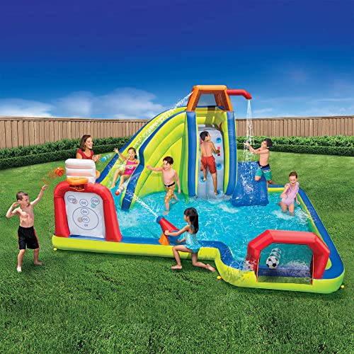 BANZAI Inflatable Arcade Splash Water Park - Slide, Splash & Have a Blast! - Multicolor