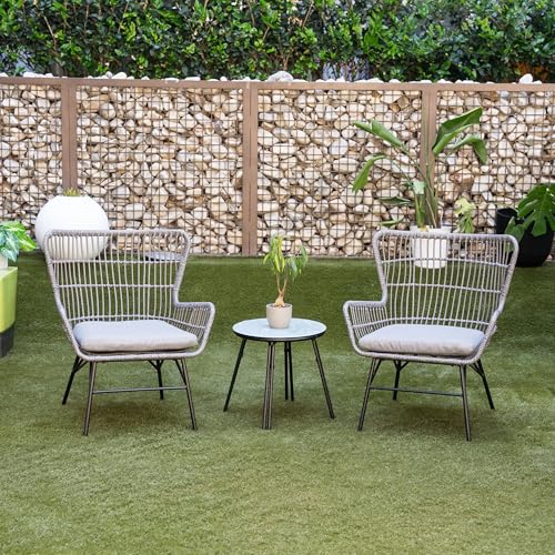 Alpine Corporation Outdoor Resin Wicker Conversation Set with Cushions