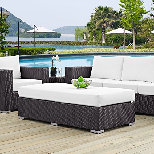 America Luxury - Outdoor Modern Contemporary Urban Design Rectangle Patio Balcony Ottoman White