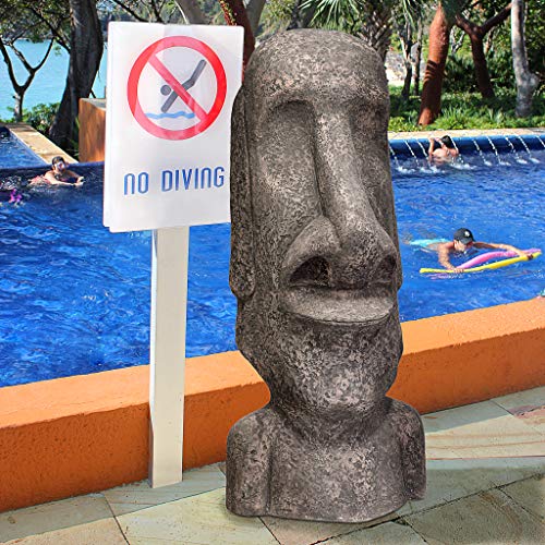 Design Toscano Easter Island Ahu Akivi Moai Monolith Garden Statue Extra Extra Large 48 Inch Grey Stone
