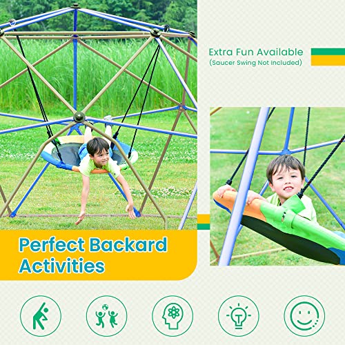 KOZYSPHERE Kids Climbing Dome Tower 12ft Jungle Gym Blue/Coffee