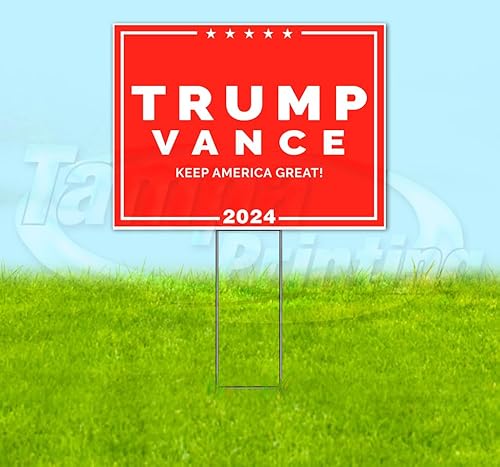 TampaPrinting Trump Vance Yard Sign 18" x 24" with Metal Step Stake