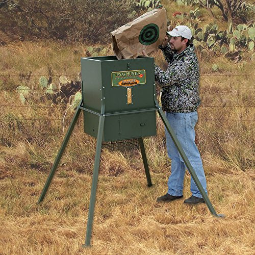 Texas Hunter Products Stand and Fill Wildlife & Deer Feeder 300 lb. Capacity Green, Brown, or Black