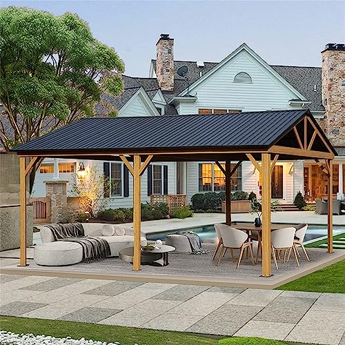 ANTSKU 12'x20' Hardtop Gazebo Yellow Brown