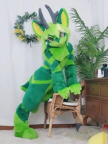FurryMascot Custom Green Furry Husky Cat Fullsuit Costume