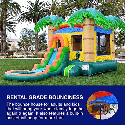 HERO KIDDO Tropical Breeze Bounce House Water Slide Green