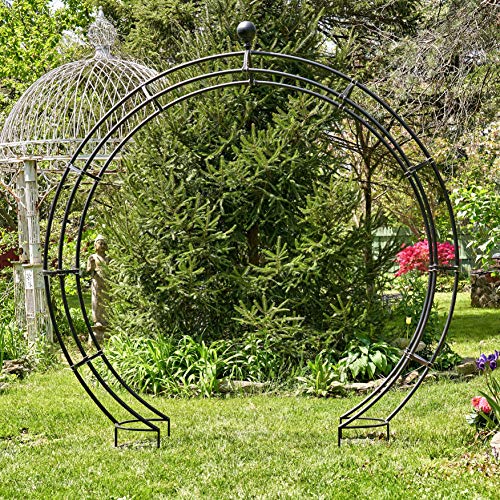 Zaer Ltd. Large Elegant Round Garden Arch Moon Gate Black