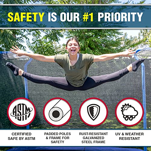 TruJump Kids Trampoline 12FT Square with Safety Enclosure Blue