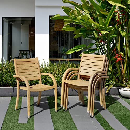 Amazonia Arizona 5 Piece Round Eucalyptus Patio Dining Set Teak Finish