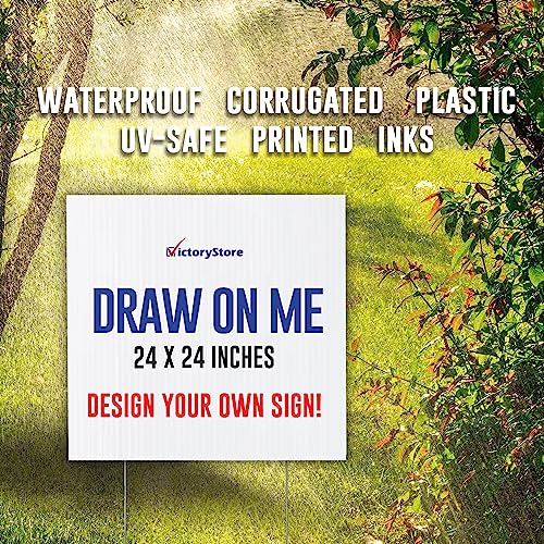 VictoryStore 24” x 24” Corrugated Plastic Blank Yard Signs White