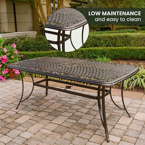 Hanover Traditions 7-Piece Patio Dining Set with 6 Swivel Rocker Chairs and Tan Cushions