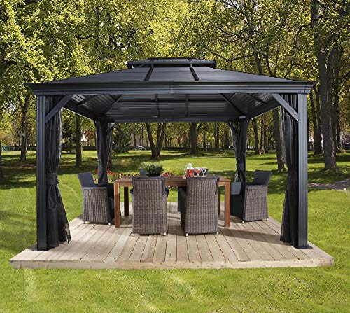 Sojag Outdoor 12' x 16' Mykonos Double Roof Hardtop Gazebo Dark Grey