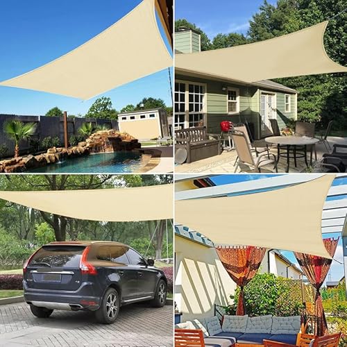 COARBOR 20'x46' Reinforced Wire Sun Shade Sail Heavy Duty Canopy Cover Beige