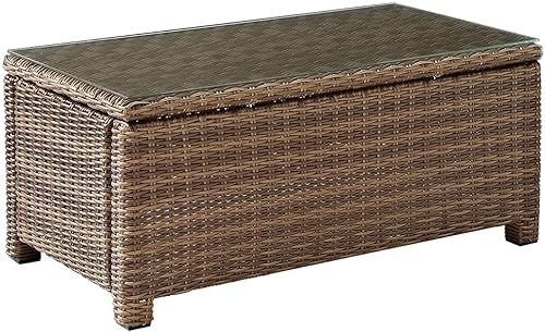 Crosley Furniture Bradenton 4-Piece Outdoor Loveseat Patio Furniture Set Brown with Sand Cushions