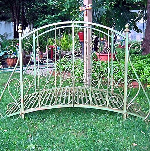 SERENDIPPITY Garden Bridge 37.5" Tall Iron Rustic Green Finish
