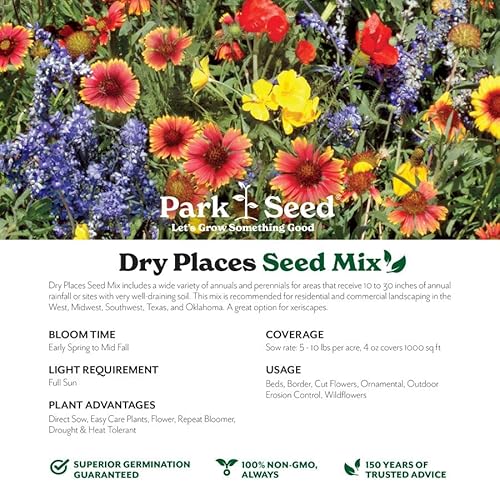 Park Seed Wildflower Garden Mixture Easy Grow Dry Places Mix 25 lbs