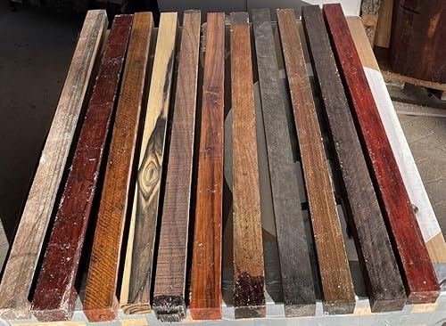 Globalwoods Exotic Woods Pool Cue Blanks 11 Pcs Combo 1.5x1.5x24 Mixed