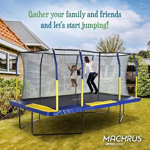 Upper Bounce Rectangle Trampoline Set with Premium Enclosure Blue/Yellow