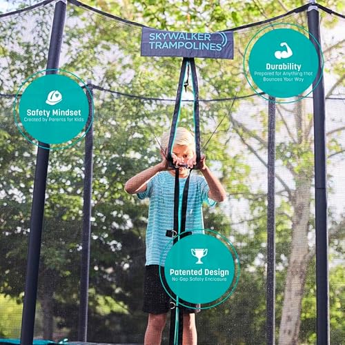 Skywalker Trampolines 9 x 15 FT Round Trampoline with Safety Enclosure Net Black
