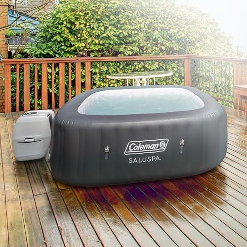 Bestway Coleman Hawaii AirJet Inflatable Hot Tub with EnergySense Cover Gray + SaluSpa Spa Seat & Pillows
