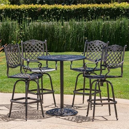 GDFStudio Outdoor Aluminum Bar Set with Shiny Copper Finish