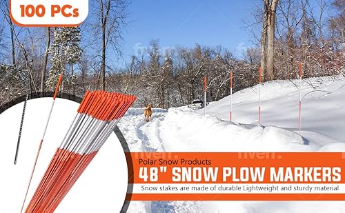 Polar Snow Products 2000 Pack 48 Inch Driveway Markers with 12" Install Drill Bit Orange
